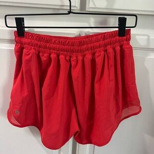 Red lululemon hotty hot shorts